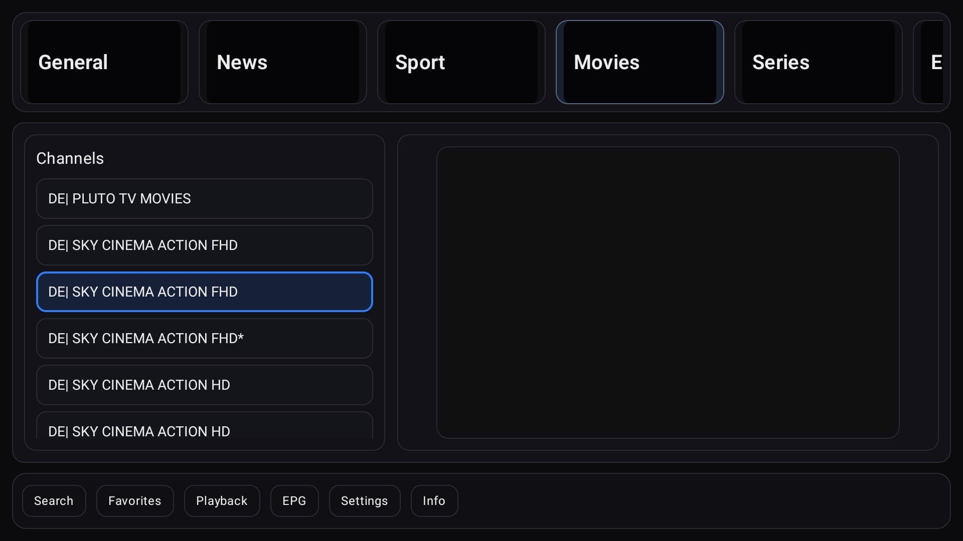 Channel list